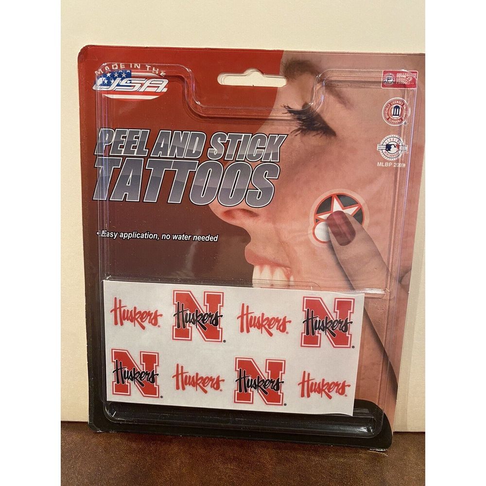 Nebraska Cornhuskers NCAA Team 8 Pack Peel‎ And Stick Temporary Tattoos